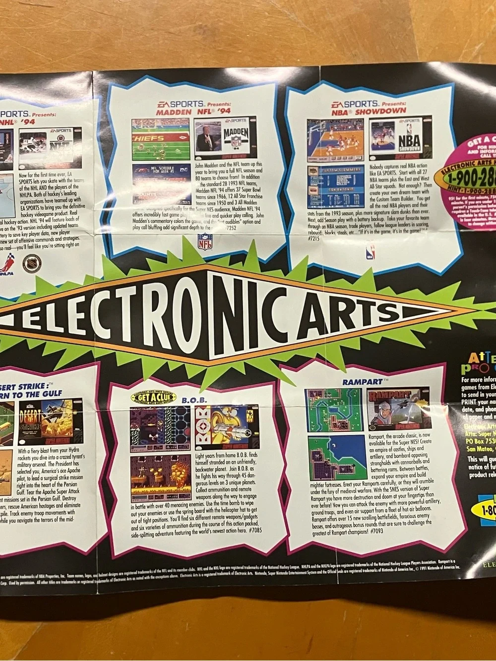 Vintage 1994 EA Sports Championship Lineup Poster Insert
